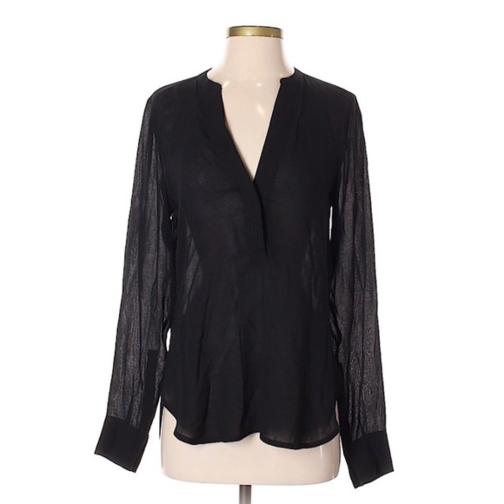Vince Black V-Neck Tunic Blouse Size 4‎